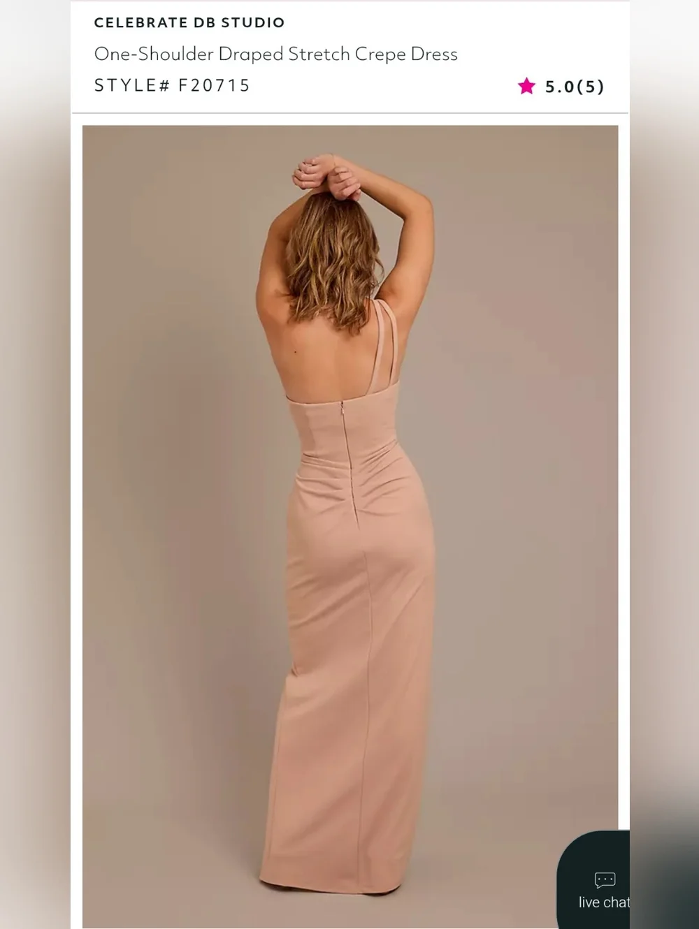 Marine Blue One-Shoulder Draped Crepe Gown - Picture 2 of 3